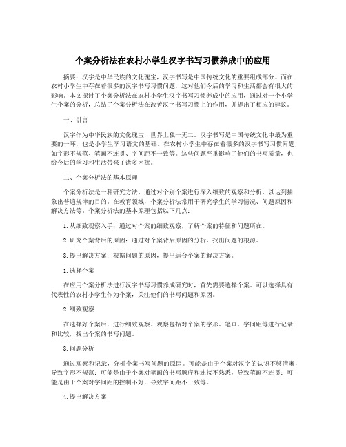 个案分析法在农村小学生汉字书写习惯养成中的应用