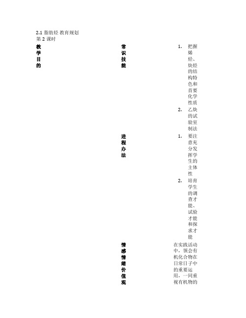 2021年人教版高中化学选修五 2.1脂肪烃第2课时(教案1)