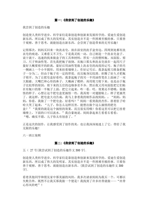 我尝试到了创造的乐趣作文300字