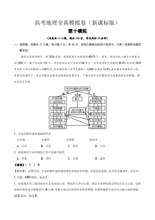 高考地理模拟题(解析版2)