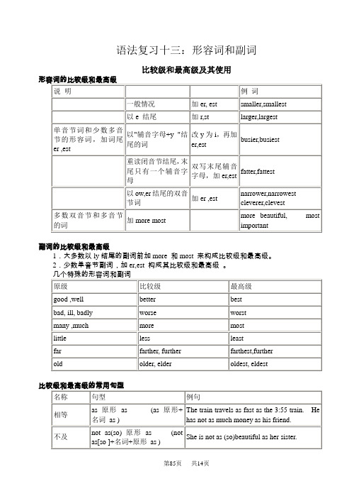 高三英语语法复习十三：形容词和副词 