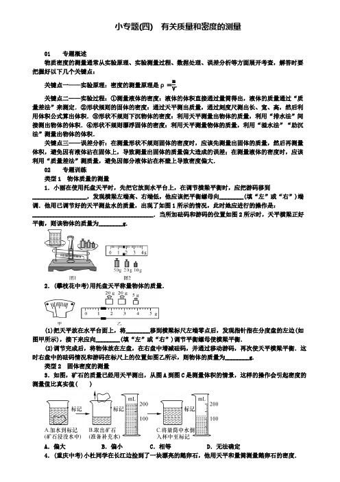八年级物理上册小专题(四)有关质量和密度的测量