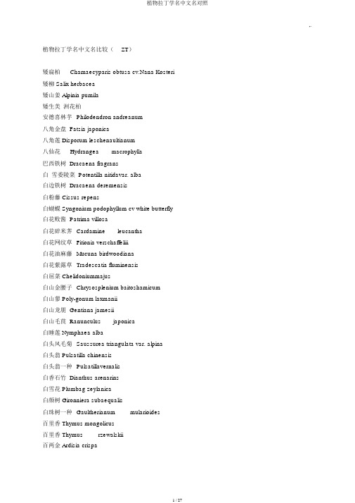 植物拉丁学名中文名对照
