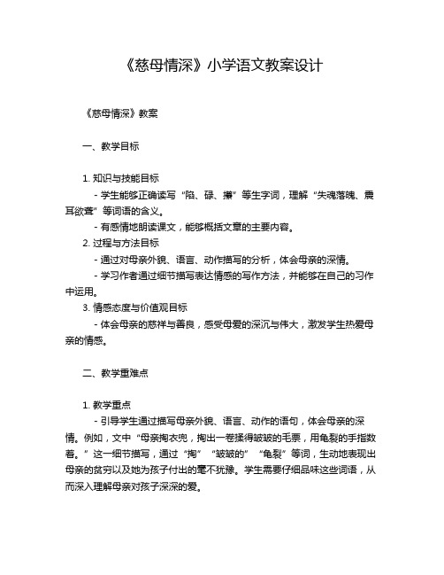 《慈母情深》小学语文教案设计