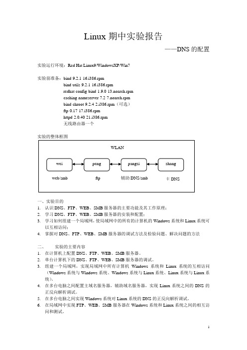 Linux实验报告(dns配置)