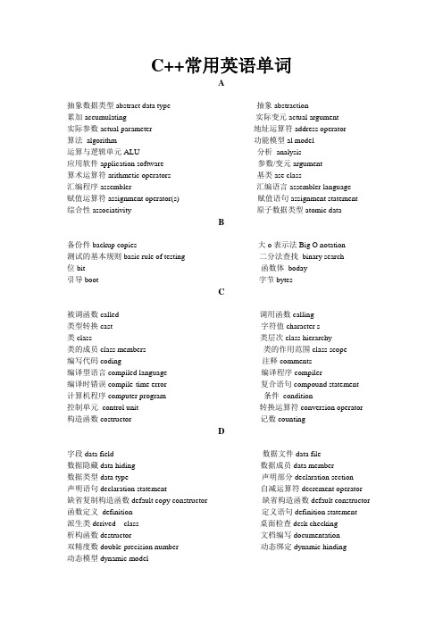 c++常用英语单词