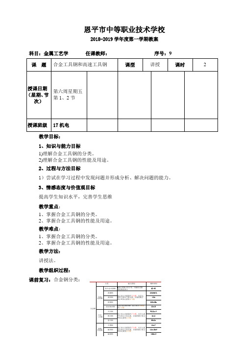 2018年秋-17机电《金属工艺学》教案序号09-第6周