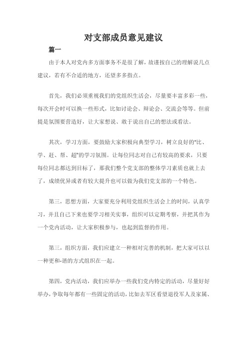 对支部成员意见建议三篇