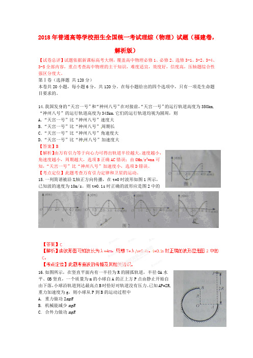 最新-2018年普通高等学校招生全国统一考试理综物理试