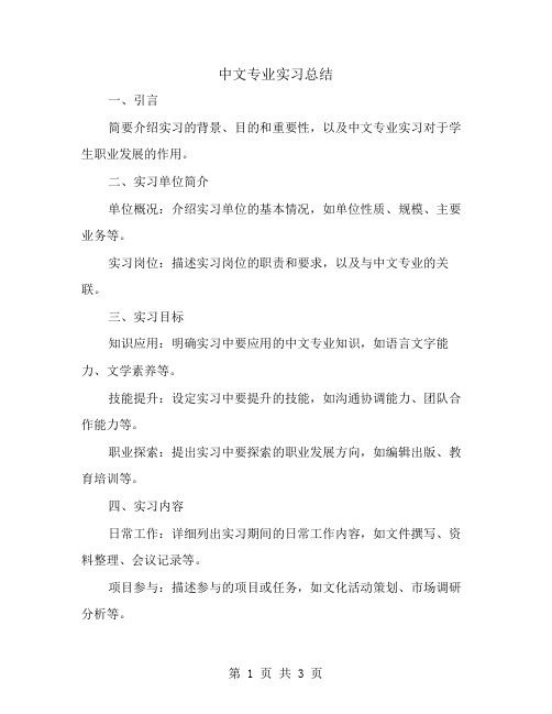 中文专业实习总结