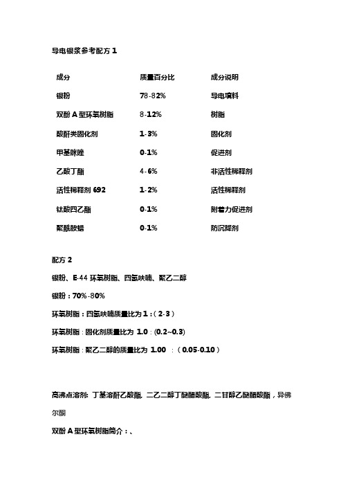 导电银浆参考配方