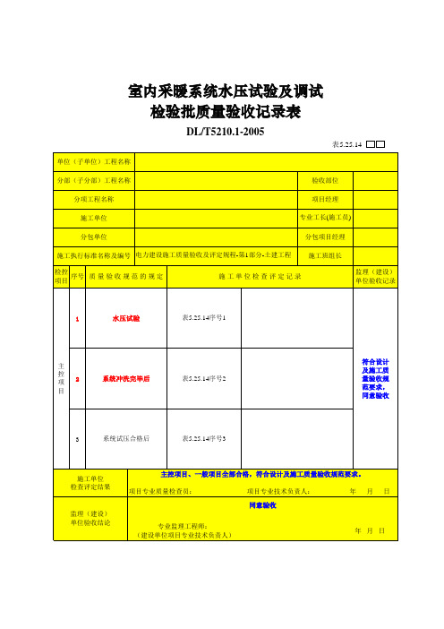 5.25.14室内采暖系统水压试验及调试检验批质量验收记录表