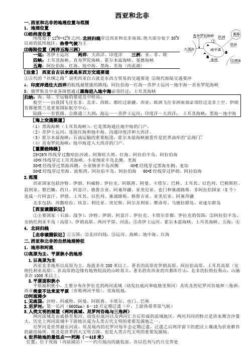 高二区域地理西亚和北非涵盖所有高考知识点)