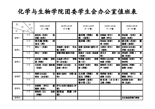 办公室值班表