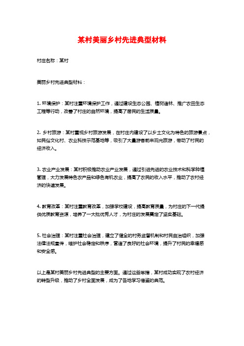 某村美丽乡村先进典型材料