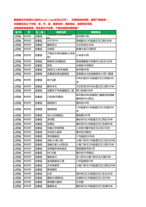 2020新版山西省忻州市定襄县服装工商企业公司商家名录名单黄页联系电话号码地址大全90家