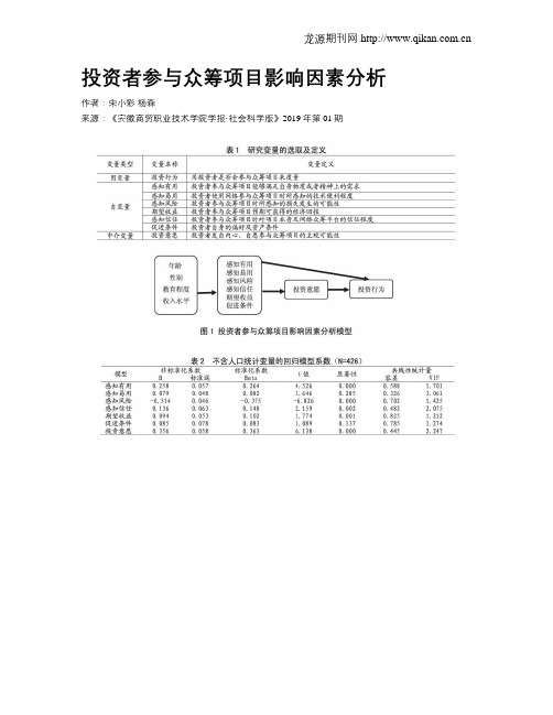 投资者参与众筹项目影响因素分析