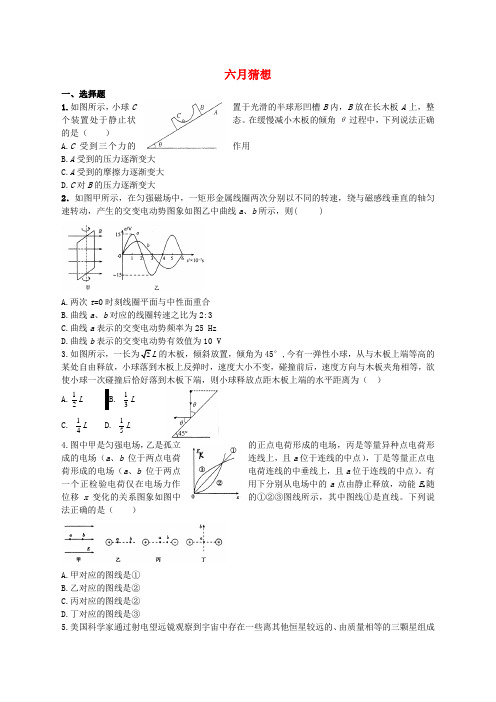 (临门一脚)高考物理 热点专题精确射靶专题复习 六月猜想