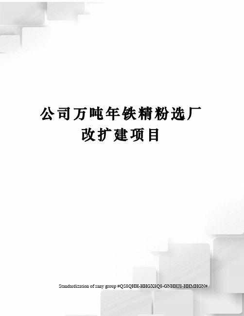 公司万吨年铁精粉选厂改扩建项目