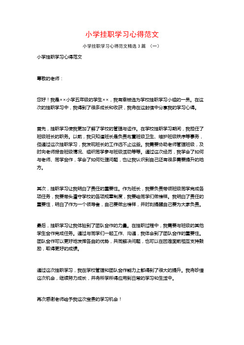 小学挂职学习心得范文3篇