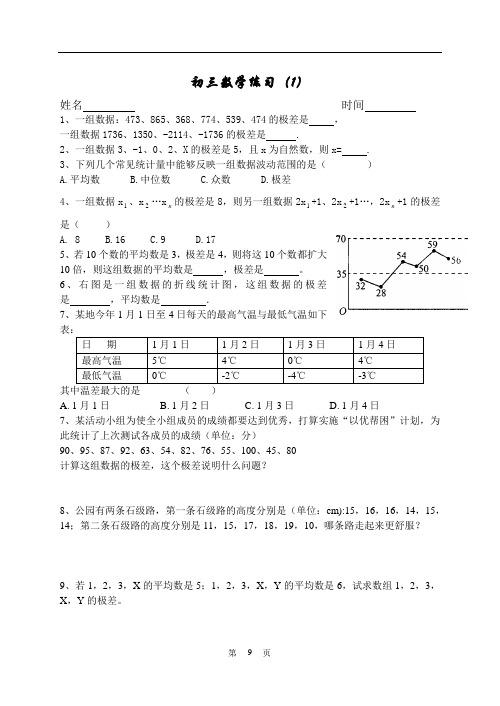 初三数学练习试卷(共有12套,含答案)