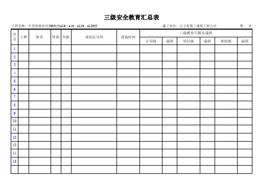 三级安全教育汇总表