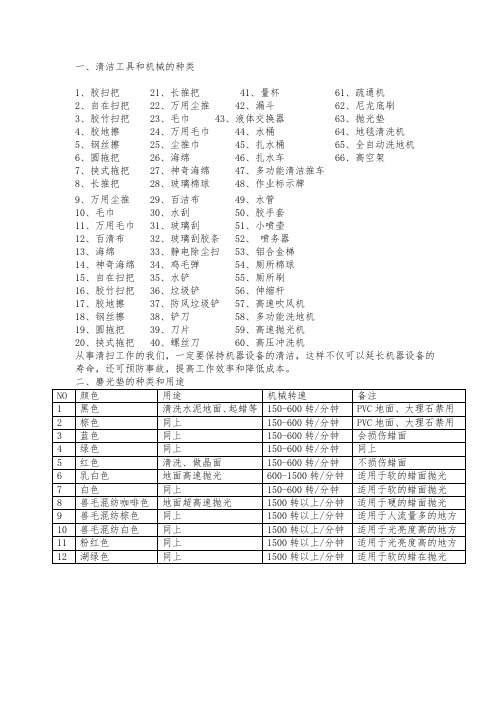 清洁工具和机械的种类用途