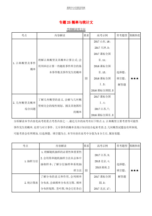 精选三年高考2016-高考数学试题分项版解析专题25概率与统计文含解析