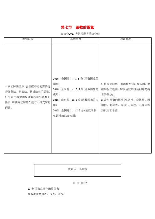 2018届高考数学大一轮复习 第二章 函数、导数及其应用 第七节 函数的图象教师用书 理