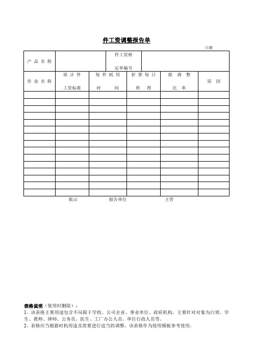 件工资调整报告单