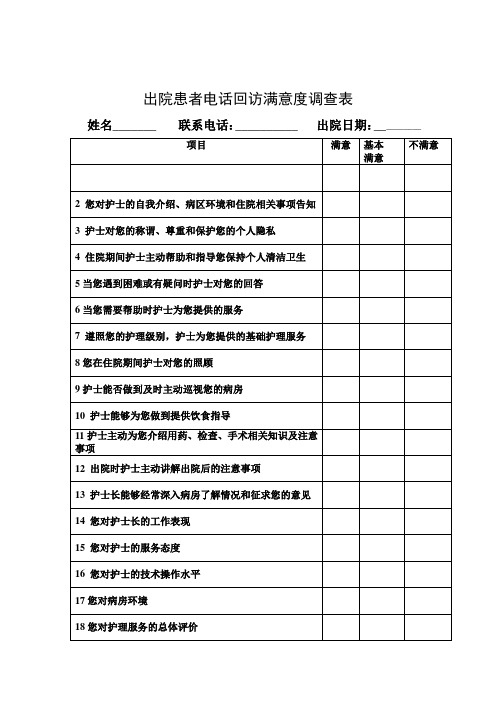 对出院患进行电话回访记录