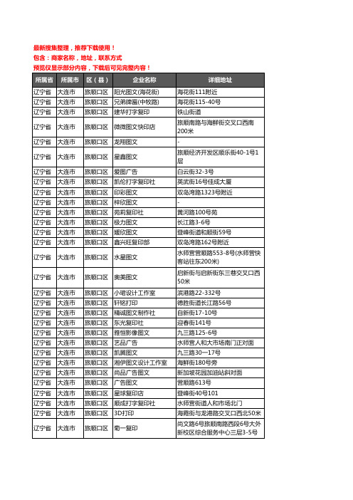 新版辽宁省大连市旅顺口区打印企业公司商家户名录单联系方式地址大全45家