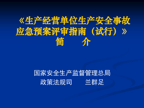 生产经营单位生产安全事故应急预案评审指南试行