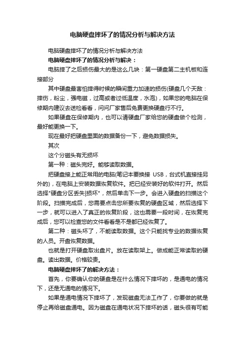 电脑硬盘摔坏了的情况分析与解决方法