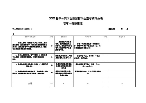 村级基本公共卫生考核评分表