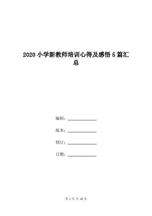 2020小学新教师培训心得及感悟5篇汇总.doc