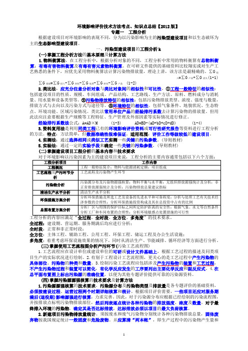 环境影响评价技术方法考点、知识点总结(2012版)