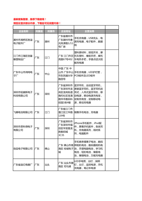 新版广东省充电器工商企业公司商家名录名单联系方式大全2967家