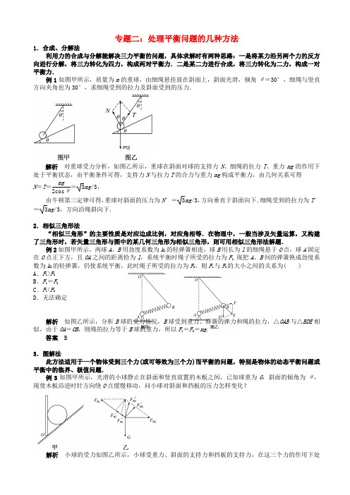 高考物理总复习解题方法专题精细讲解专题二处理平衡问题的几种方法学案0