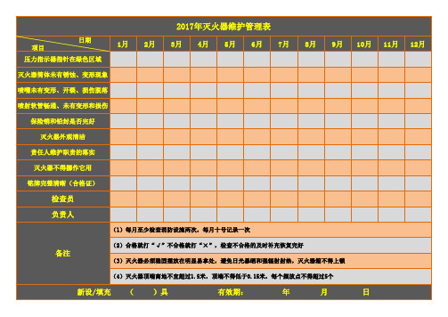 Excel表格通用模板：灭火器检查表