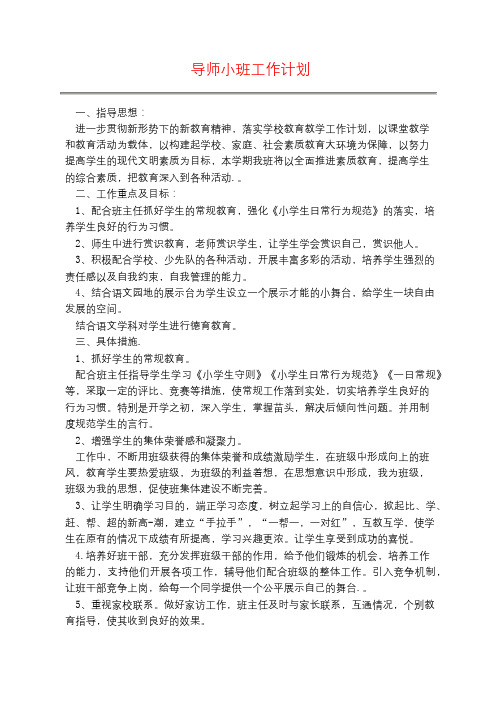 导师小班工作计划