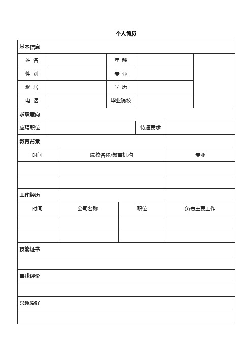 个人简历空白表格(220)