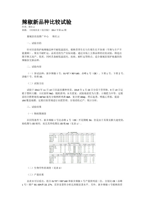 辣椒新品种比较试验