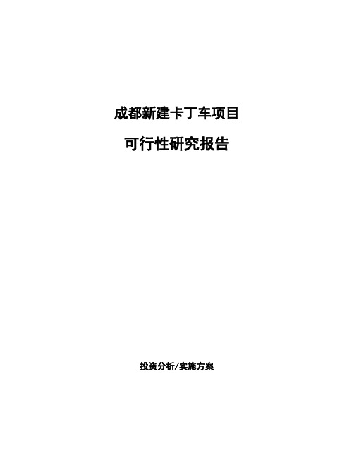 成都新建卡丁车项目可行性研究报告