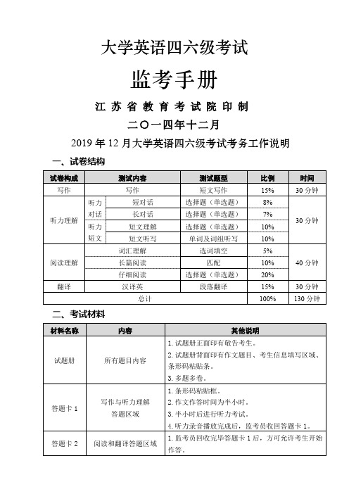 2019年12月全国大学英语四六级考试有关材料精品文档21页