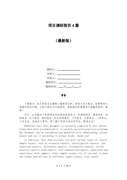 项目调研报告4篇