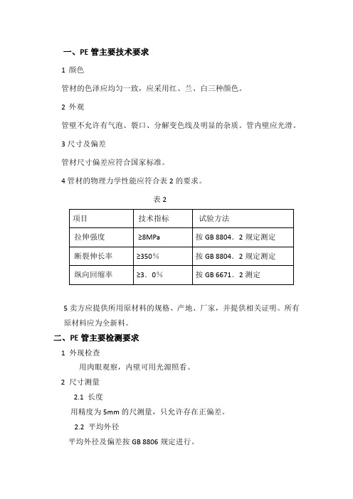 pe管得技术要求和检测要求