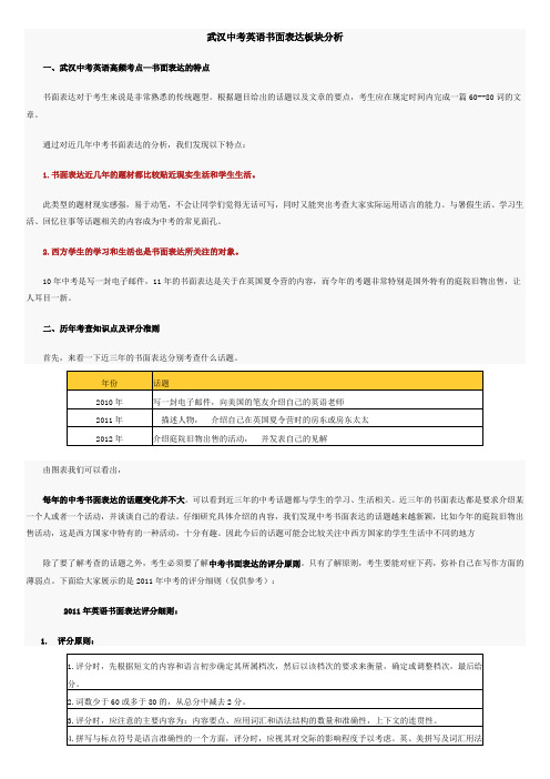 武汉中考英语书面表达板块分析--中考在线