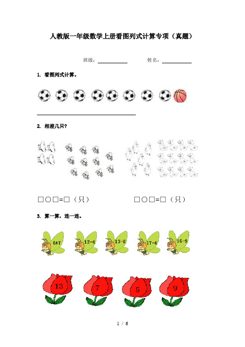 人教版一年级数学上册看图列式计算专项(真题)