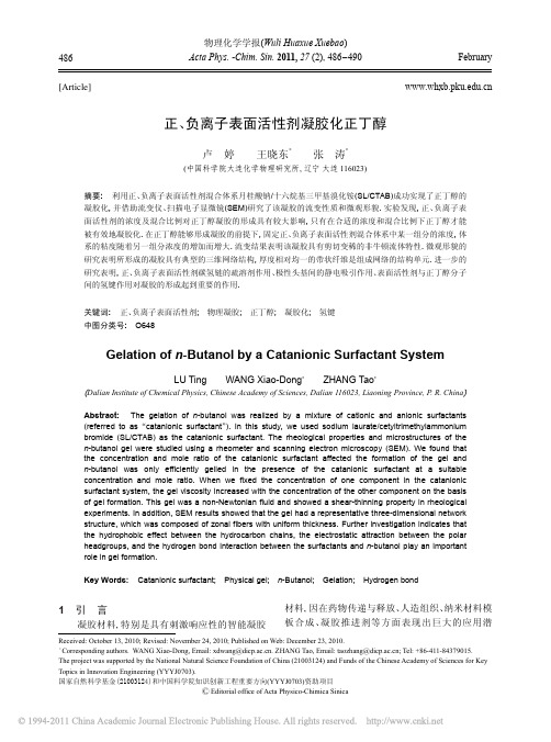 正_负离子表面活性剂凝胶化正丁醇_卢婷